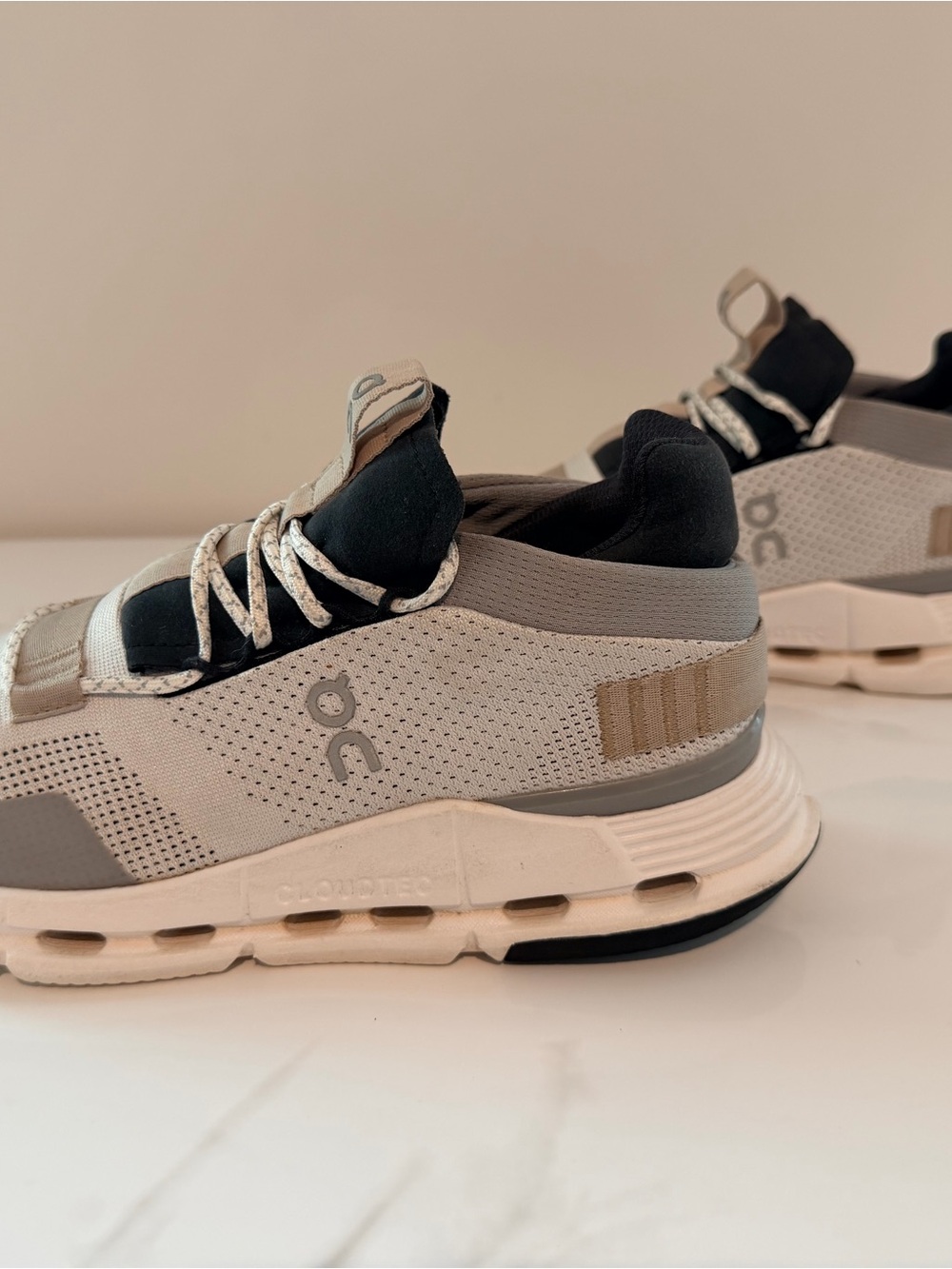 On Cloudnova Womenβs Size 7 Adults Sneakers Gray/Beige/Black/White